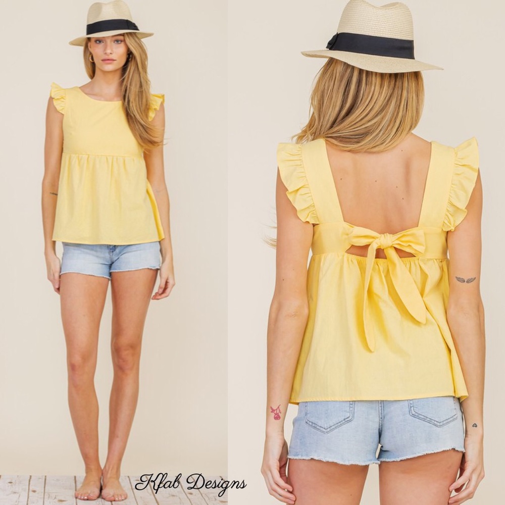 ❤️LAST! Bow Open Elasticized Back Cap Sleeve Top! - Picture 4 of 6